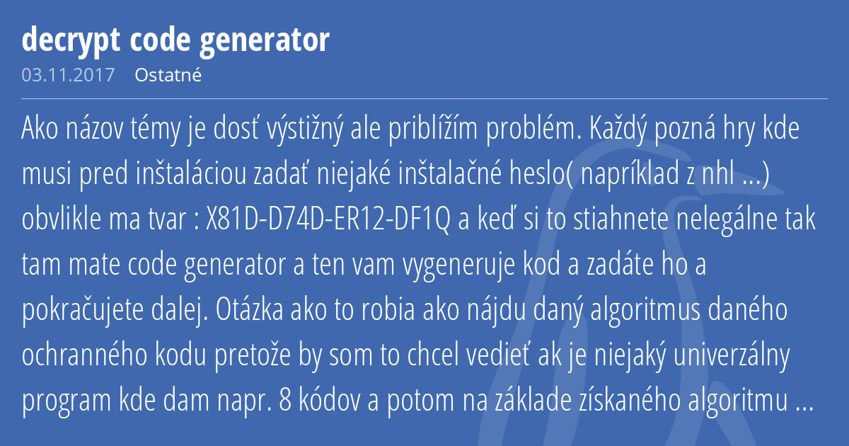 Decrypt code generator