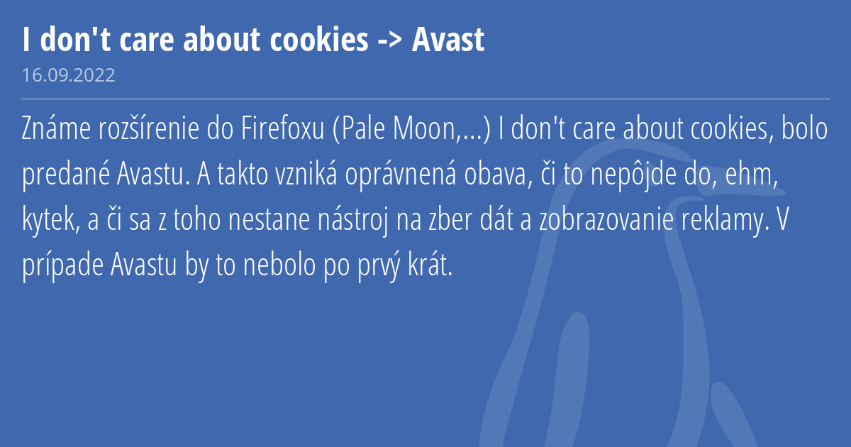 I don't care about cookies > Avast