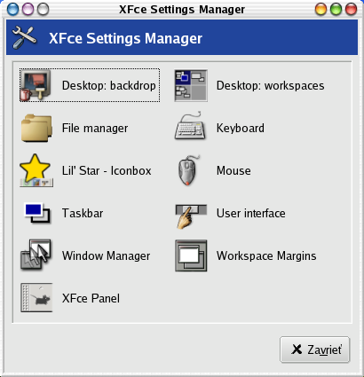 XFCE Settings manager