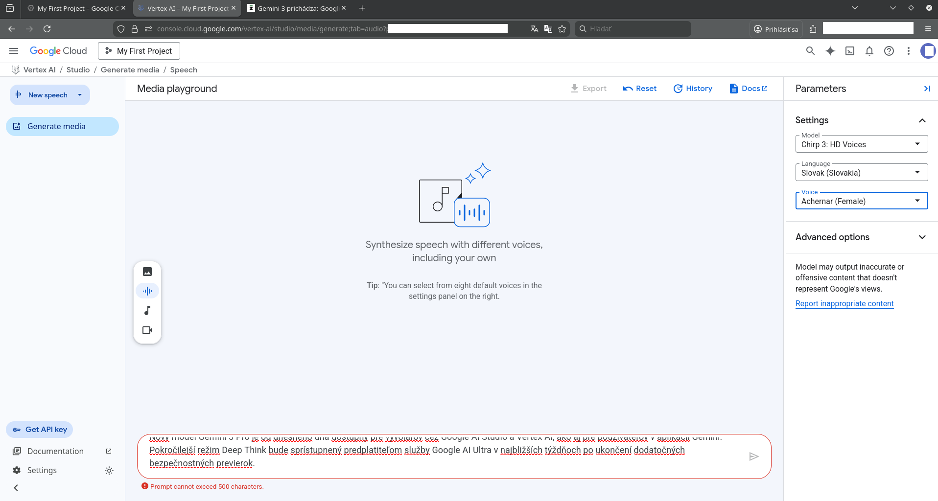 Google Cloud Console TTS. Prevod textu na reč cez API na Linuxe