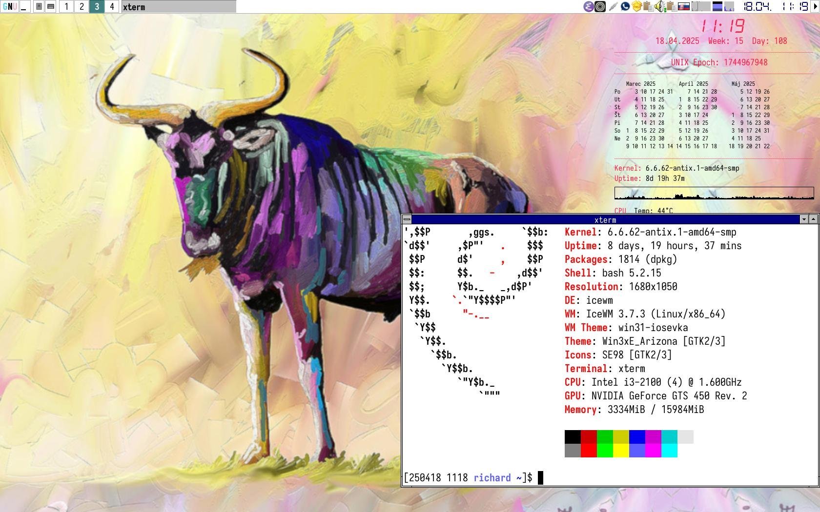 antiX23 + IceWM, dizajn Win 3.1